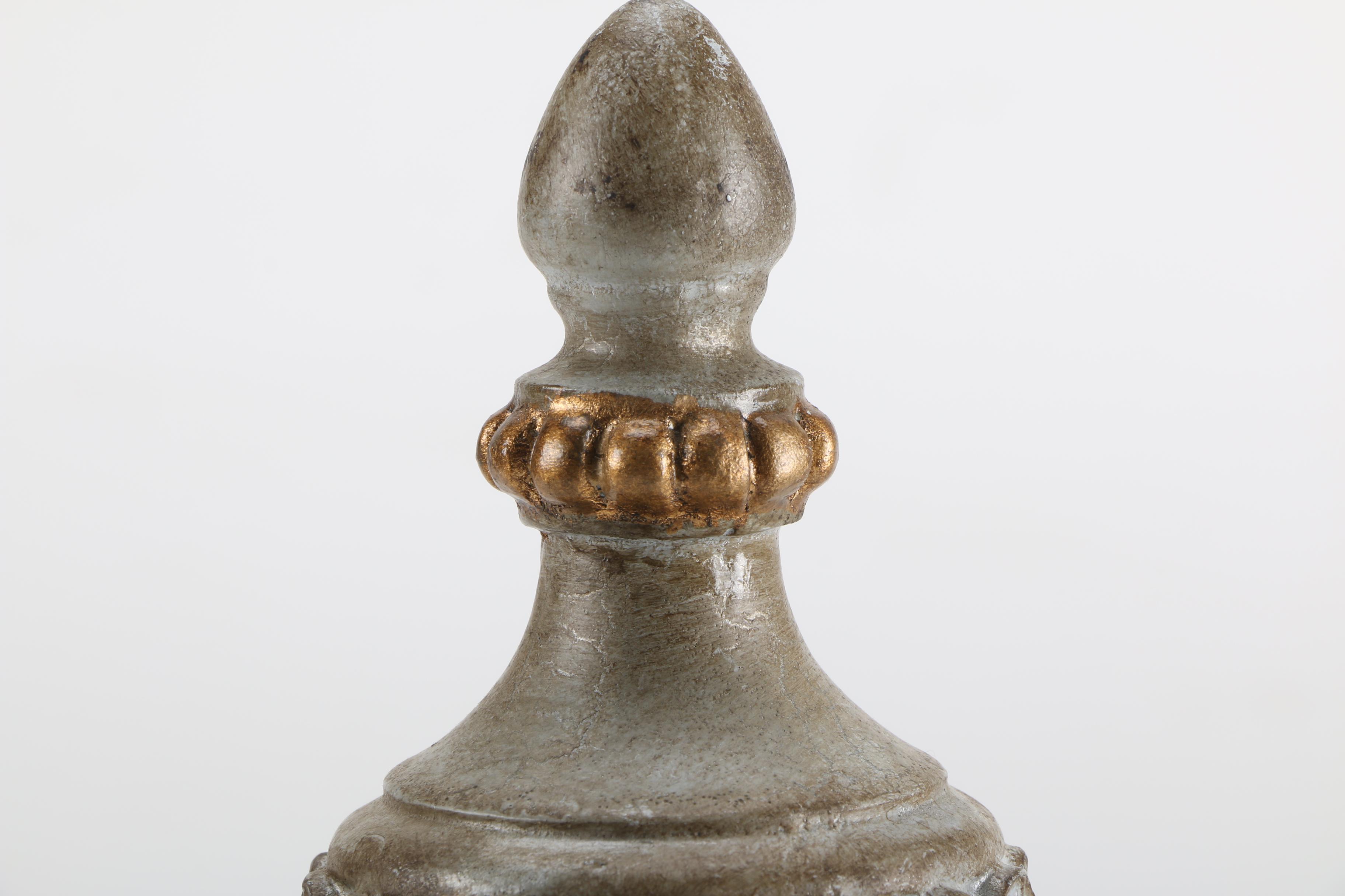 Cast Resin Decor and Wooden Candlestick Holder Set