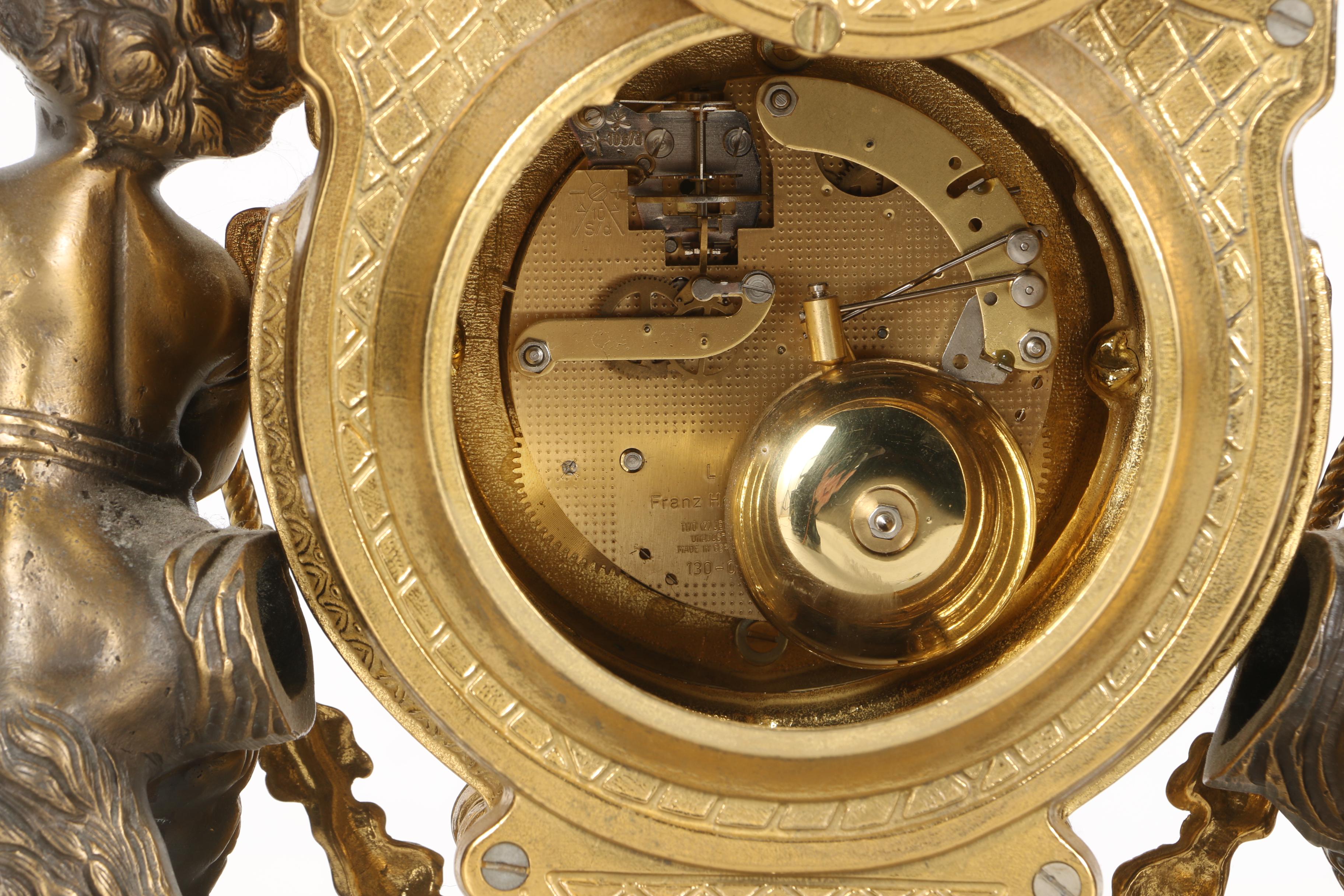 Lancini Italian Brass, Bronze, and Marble Mantle Clock