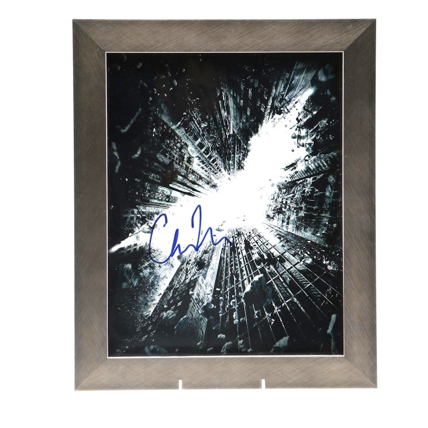 Framed "The Dark Knight Rises" Movie Photo Signed by Christopher Nolan