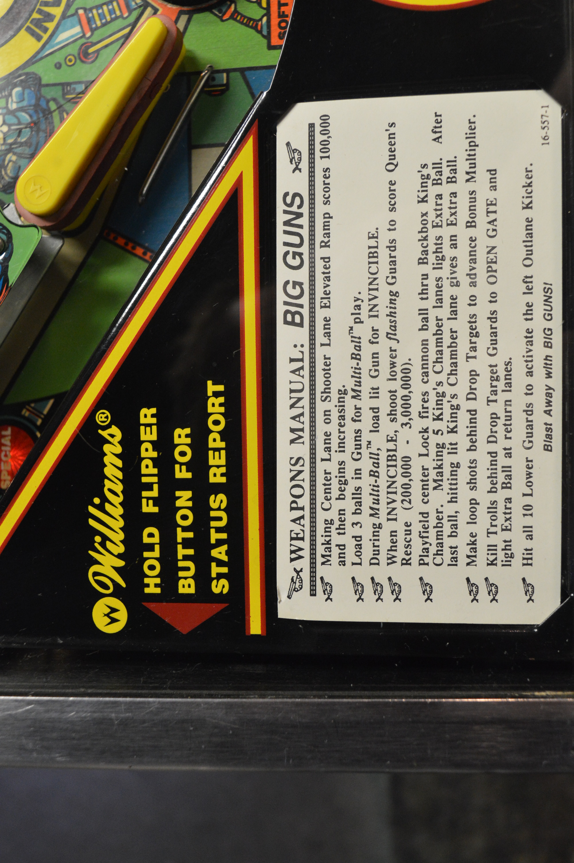 1987 Williams "Big Guns" Pinball Machine