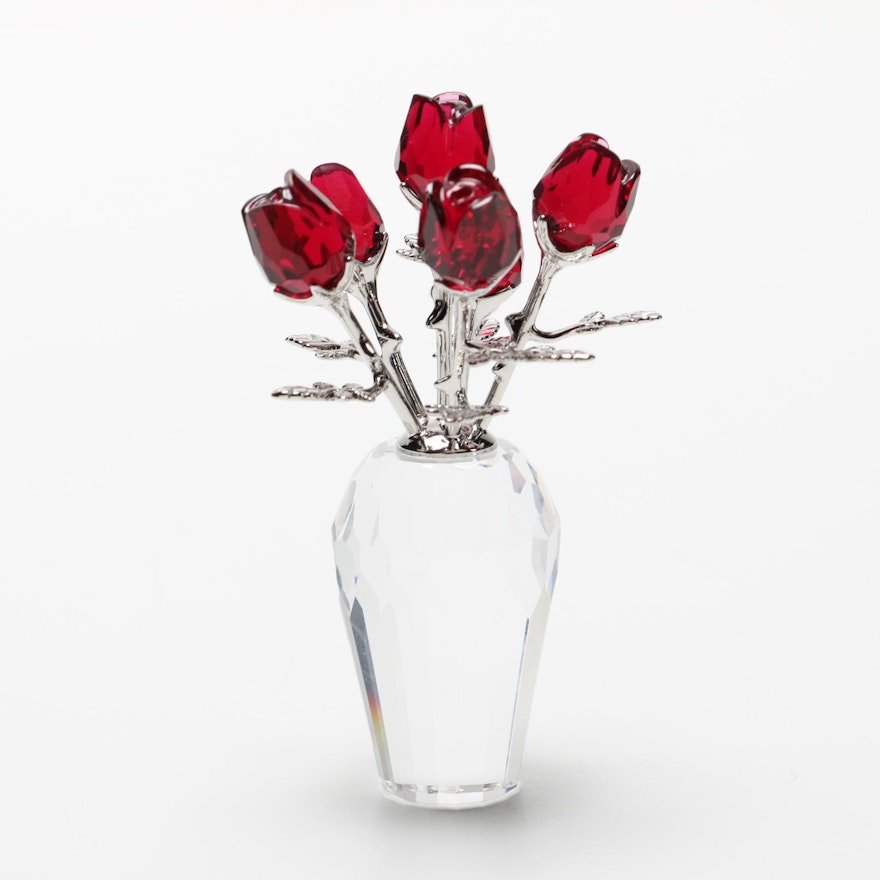 Swarovski Crystal "Flower Dreams" Collection "Vase of Roses" Figurine