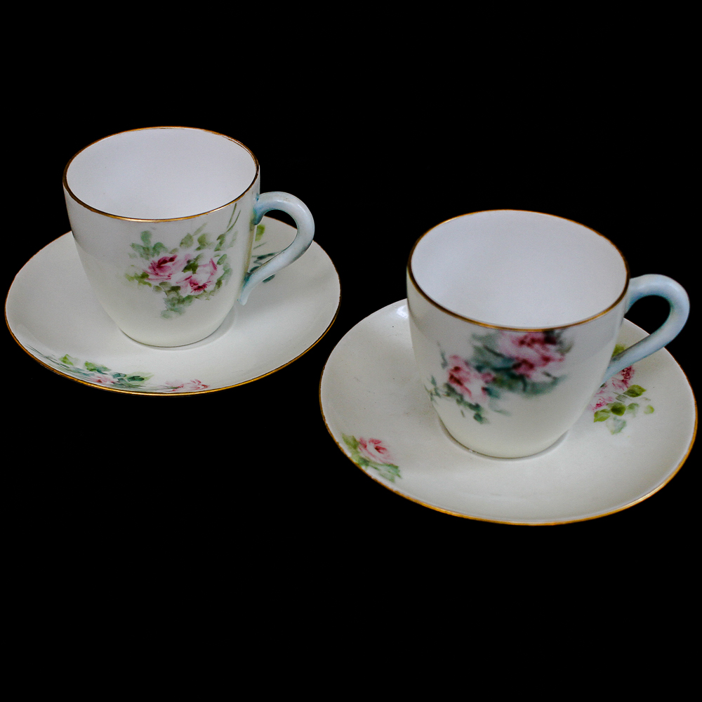 Pair of Theodore Haviland Limoges Teacup and Saucer Sets