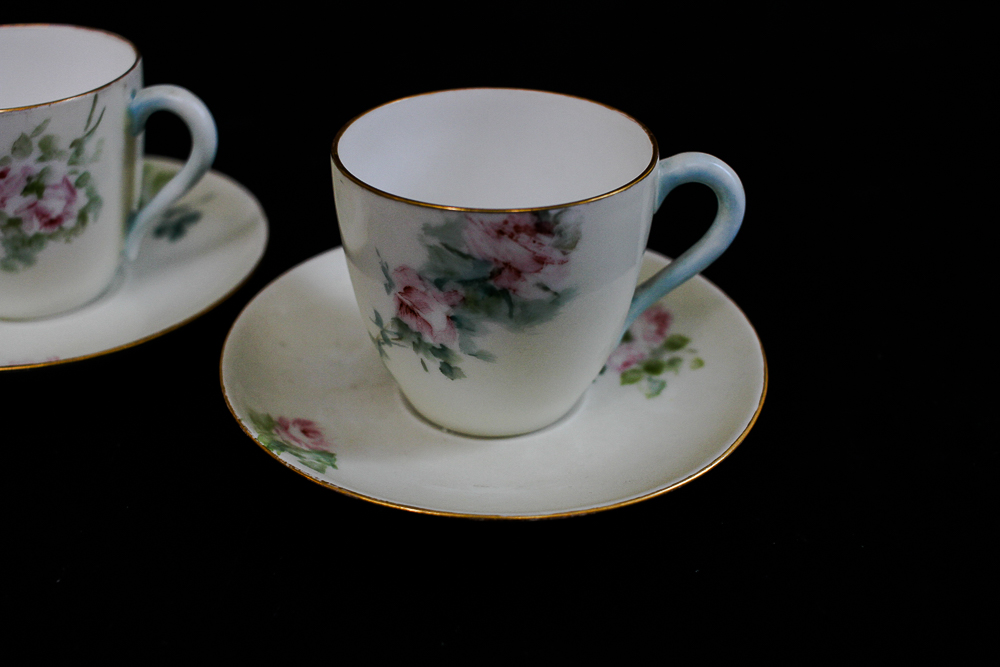 Pair of Theodore Haviland Limoges Teacup and Saucer Sets