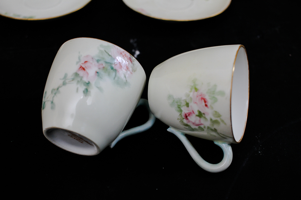 Pair of Theodore Haviland Limoges Teacup and Saucer Sets