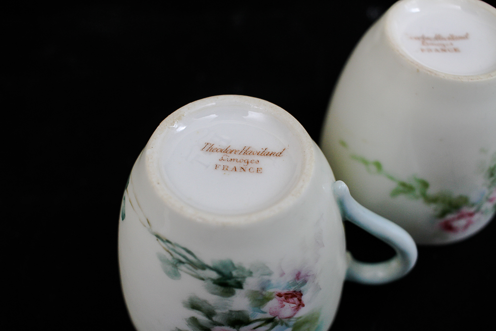 Pair of Theodore Haviland Limoges Teacup and Saucer Sets