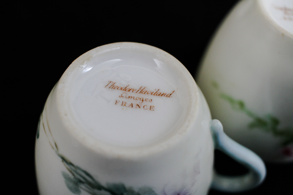 Pair of Theodore Haviland Limoges Teacup and Saucer Sets