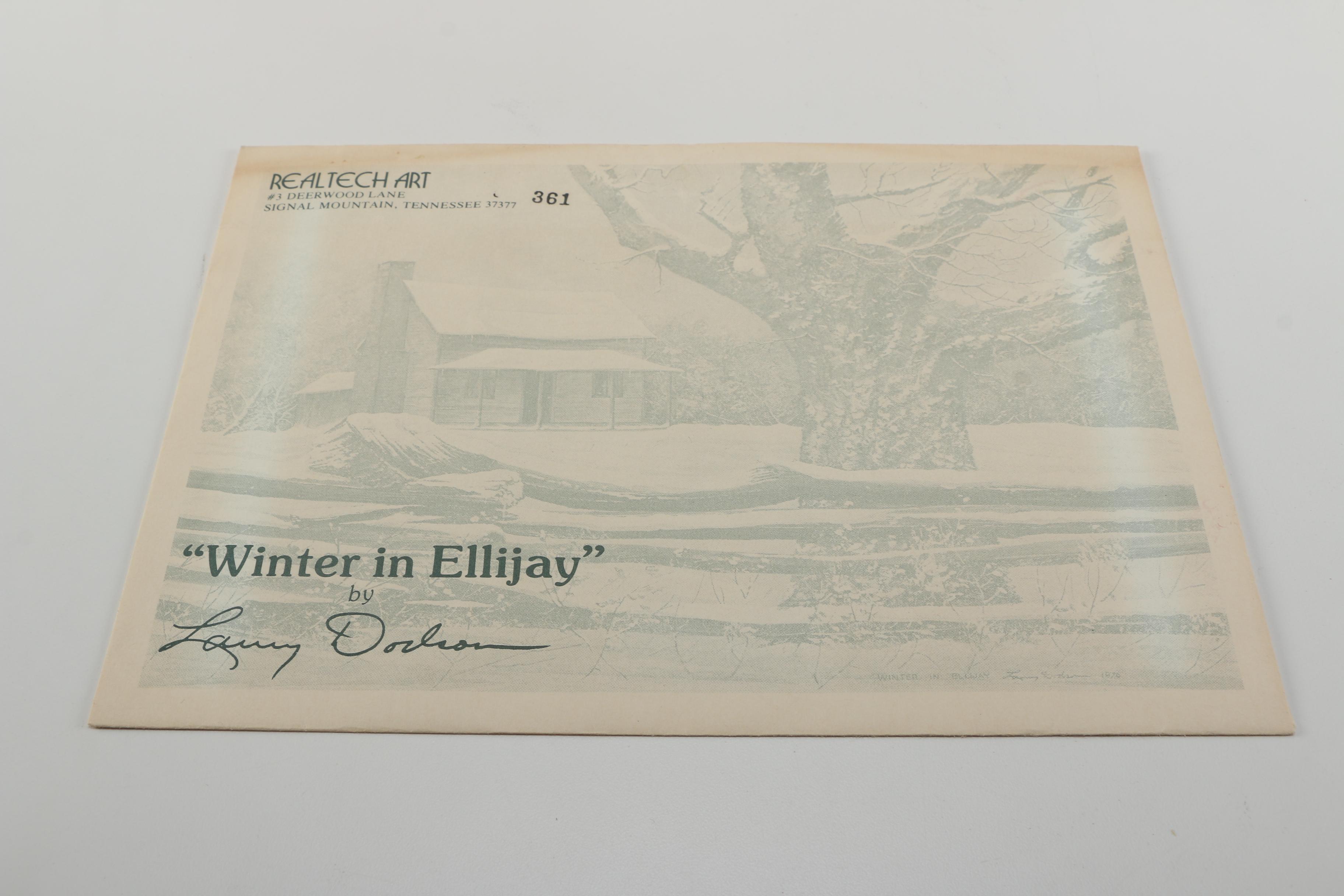 Larry Dodson Offset Lithographs "Winter in Ellijay" and "December Morning"
