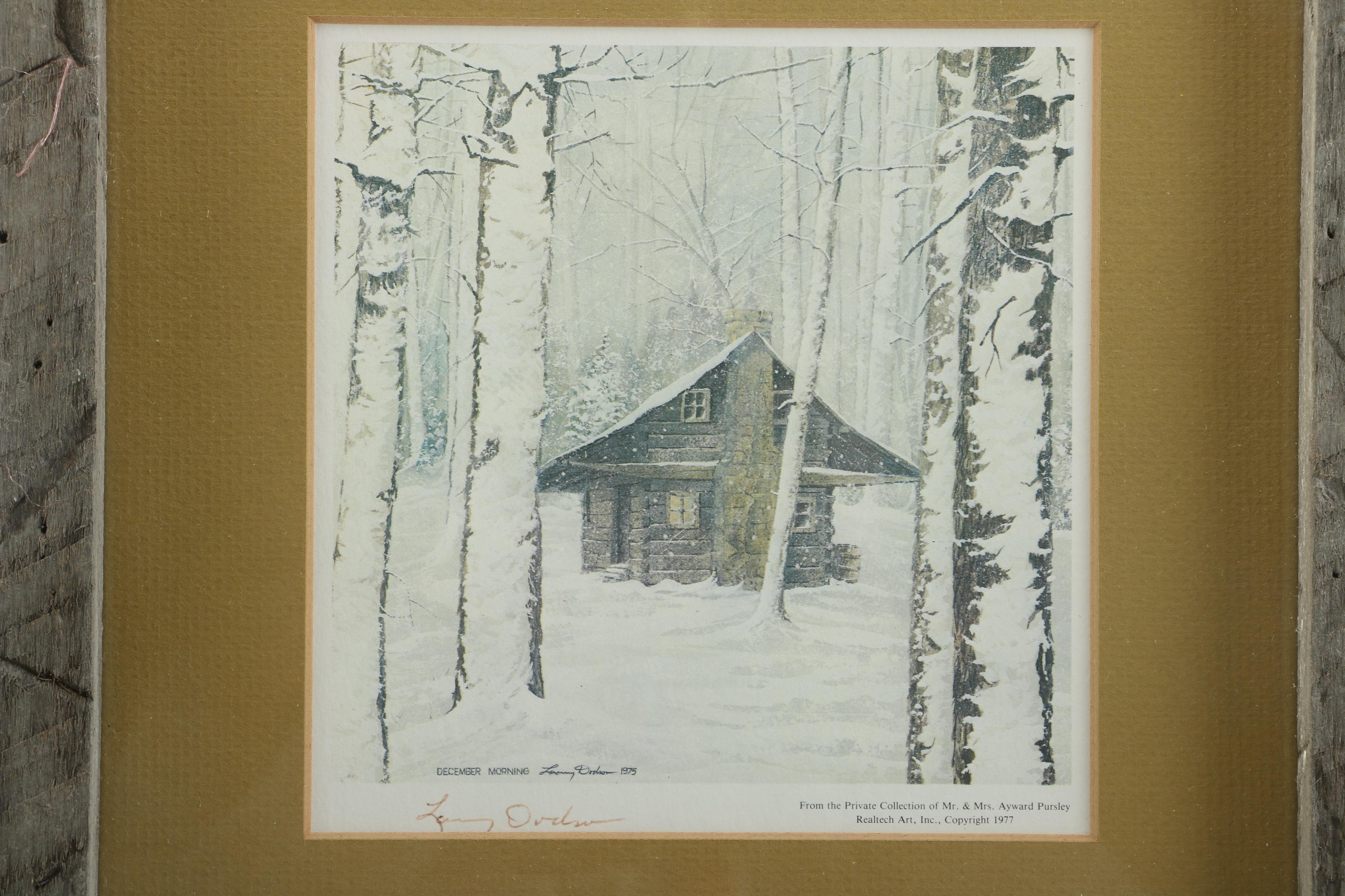 Larry Dodson Offset Lithographs "Winter in Ellijay" and "December Morning"