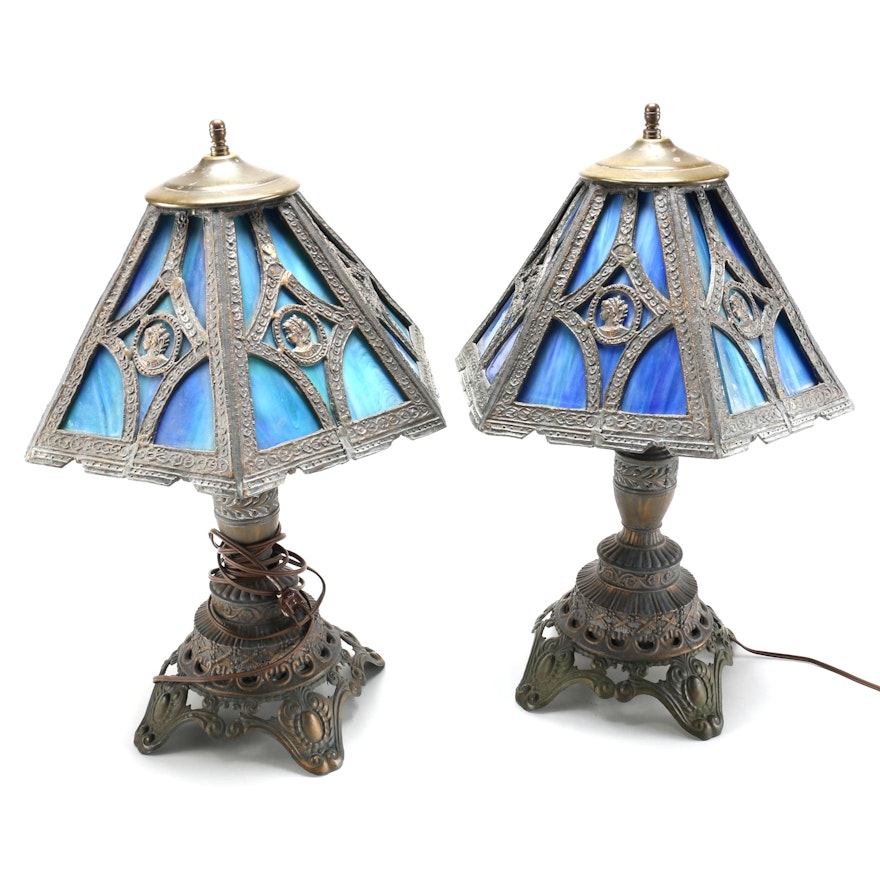 Slag Glass Shade Table Lamps