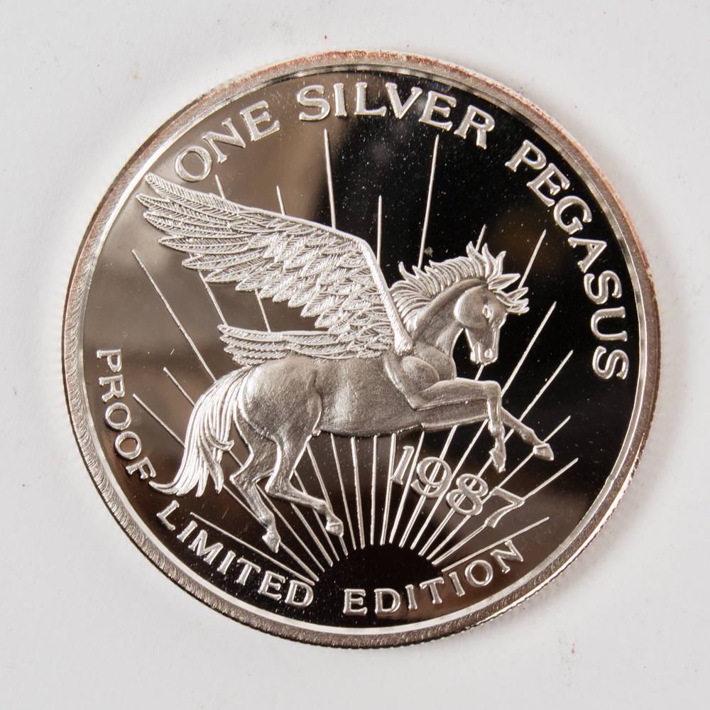 1987 Pegasus Gold Corp Silver Coin - Montana Tunnels Mine