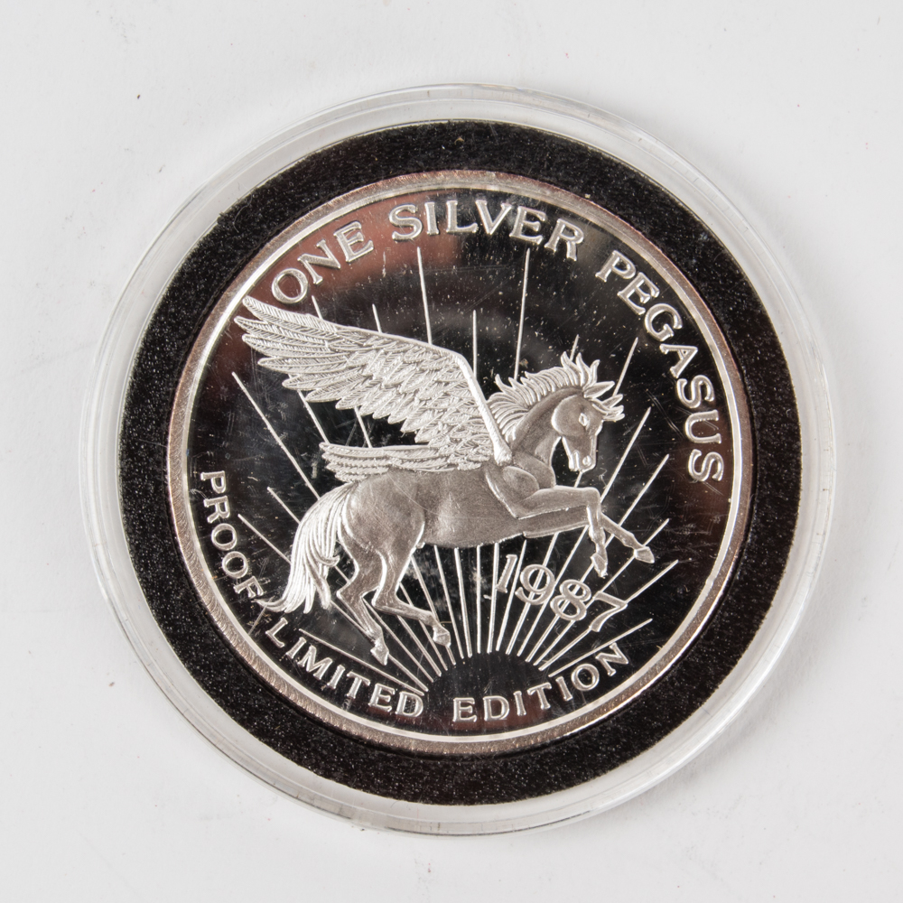 1987 Pegasus Gold Corp Silver Coin - Montana Tunnels Mine