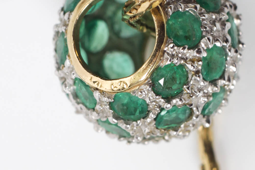 Gold and Emerald Neckace Pendant and Earring Set