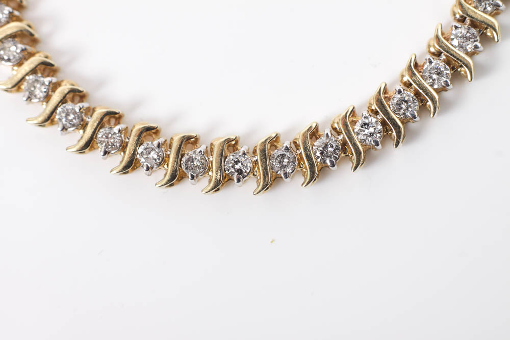 10K Gold and Diamond Tennis Bracelet