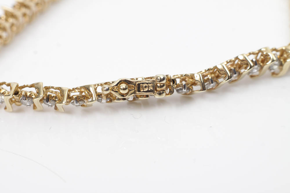 10K Gold and Diamond Tennis Bracelet