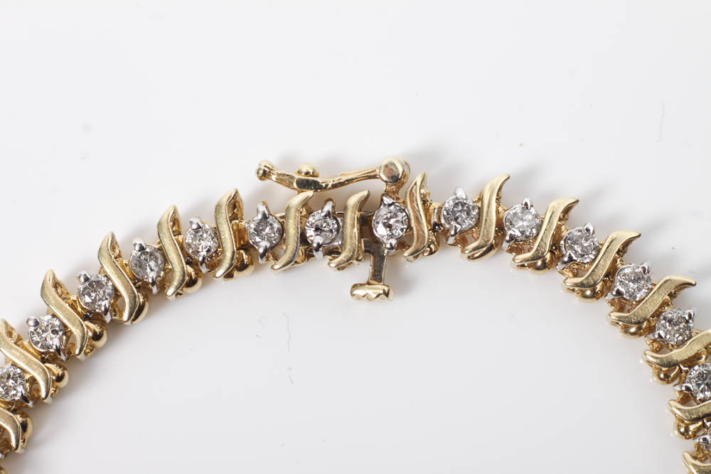 10K Gold and Diamond Tennis Bracelet