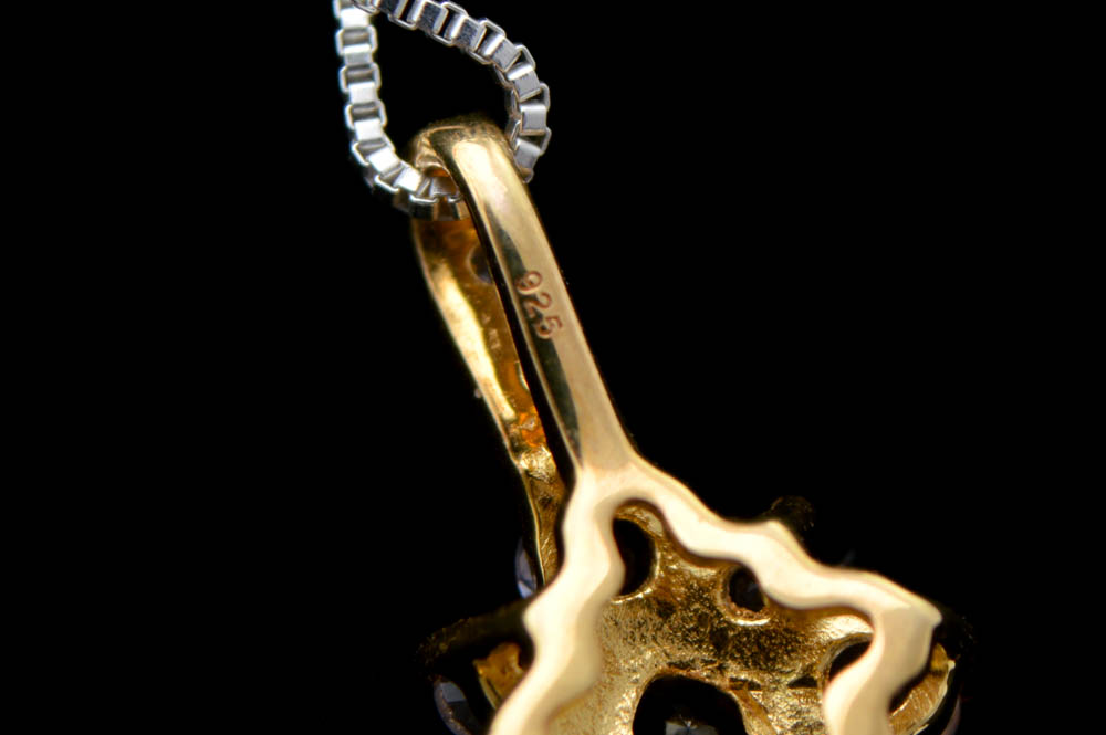 Vermeil, Tanzanite and Diamond Pendant with Chain