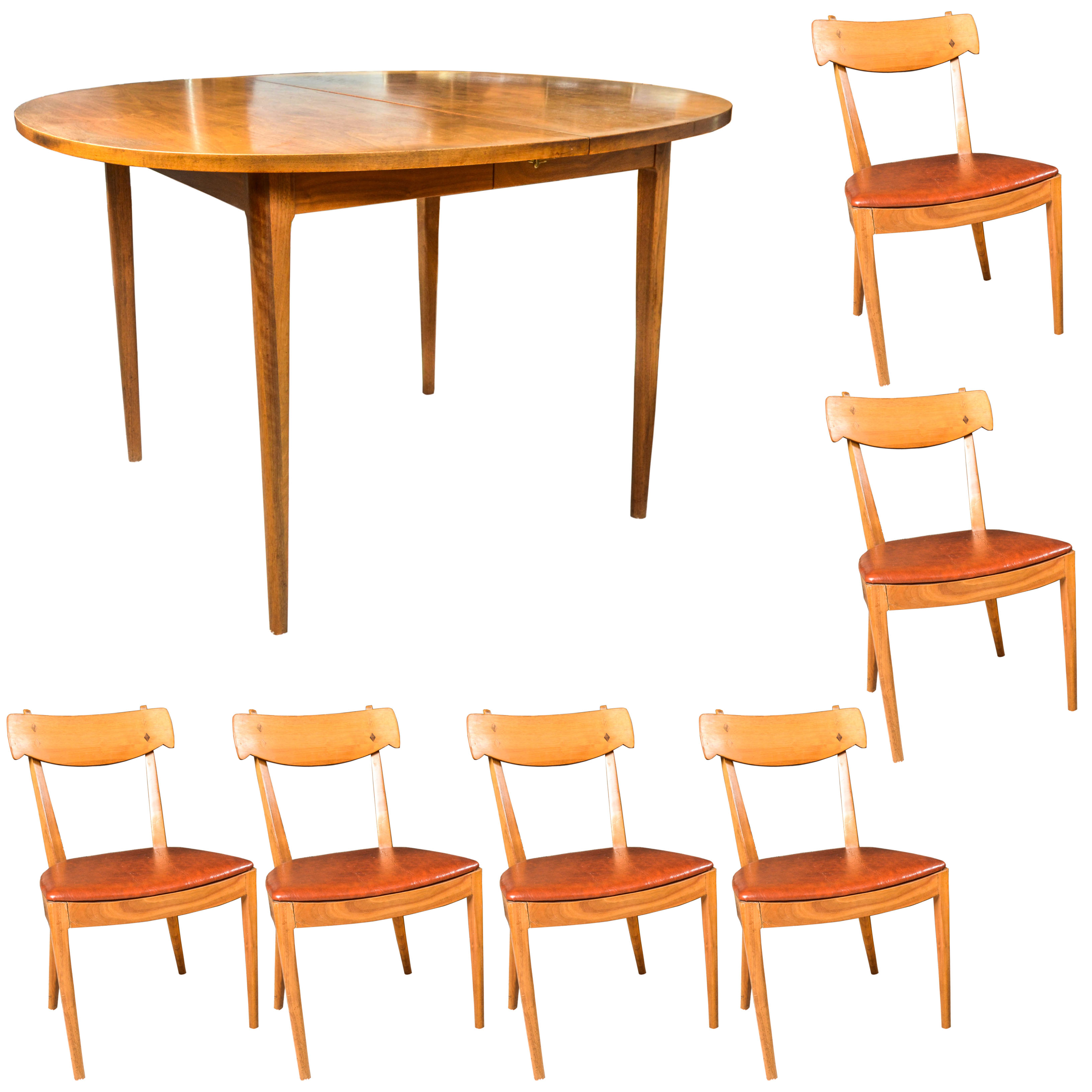 Kipp Stewart Drexel Mid Century Modern Dining Table and Chairs