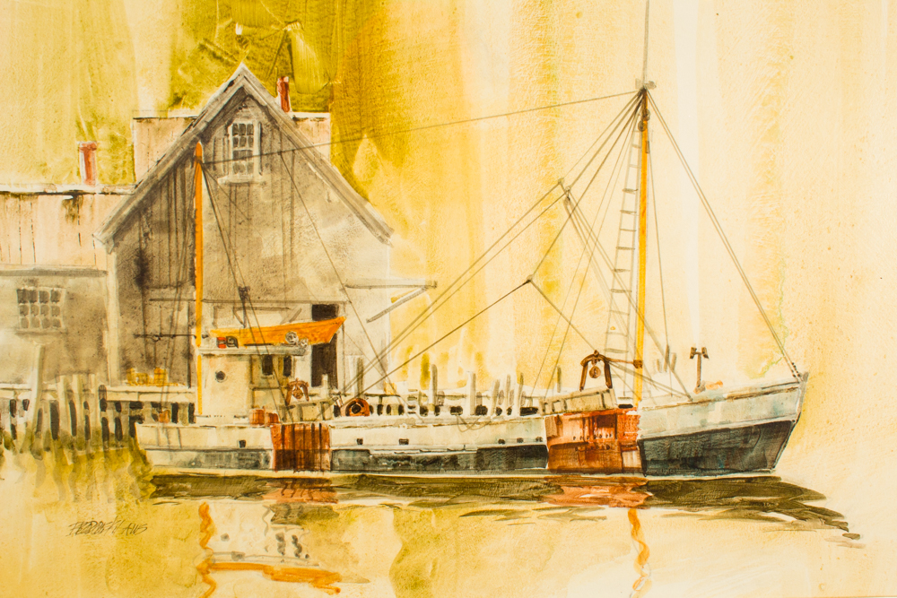 Richard Brzozowski Watercolor "Harbor"