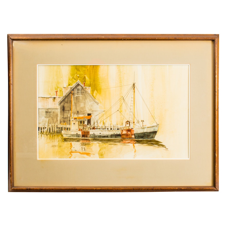 Richard Brzozowski Watercolor "Harbor"