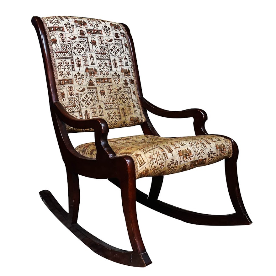 Duncan Phyfe Style Upholstered Rocking Chair