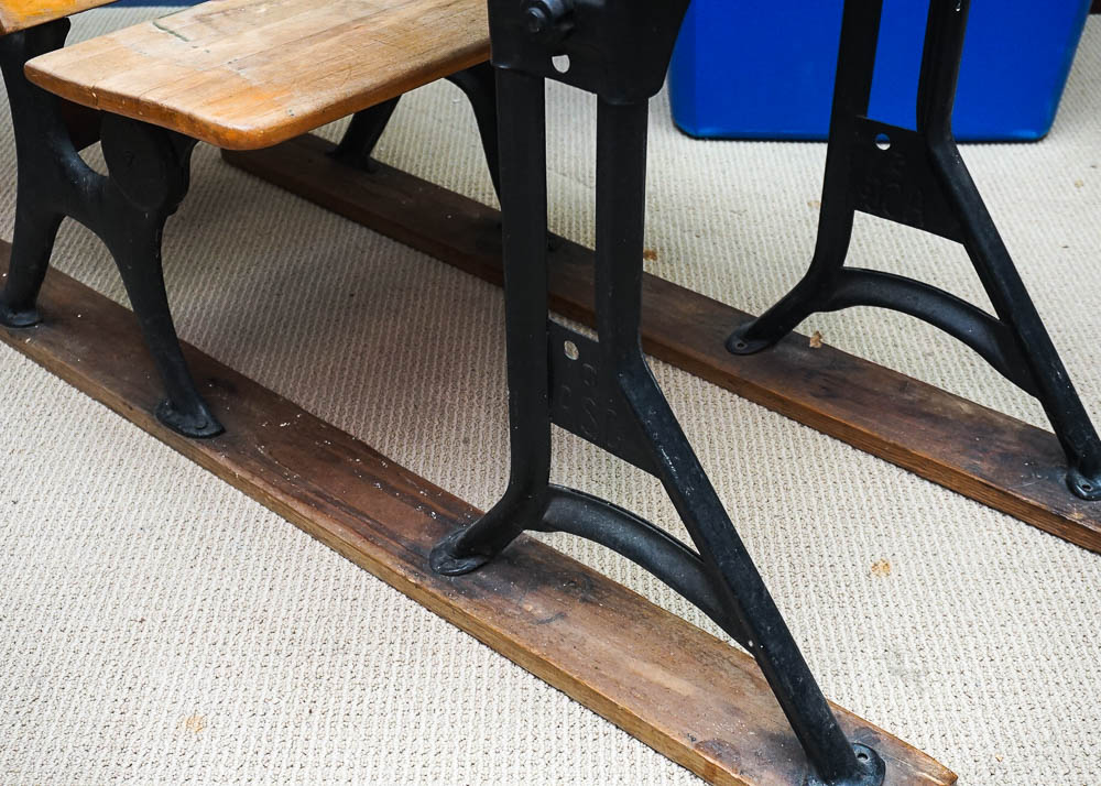 Vintage Cast Iron and Wood School Desk