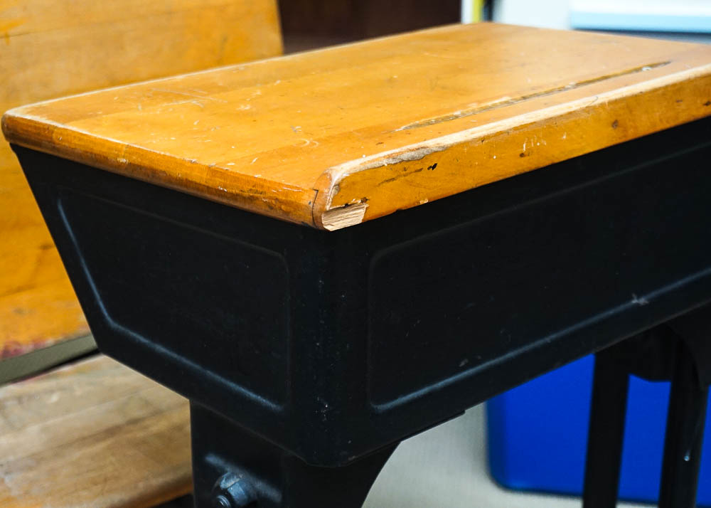 Vintage Cast Iron and Wood School Desk