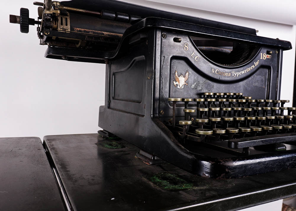 1930's Smith and Corona Typewriter with Vintage Metal Table