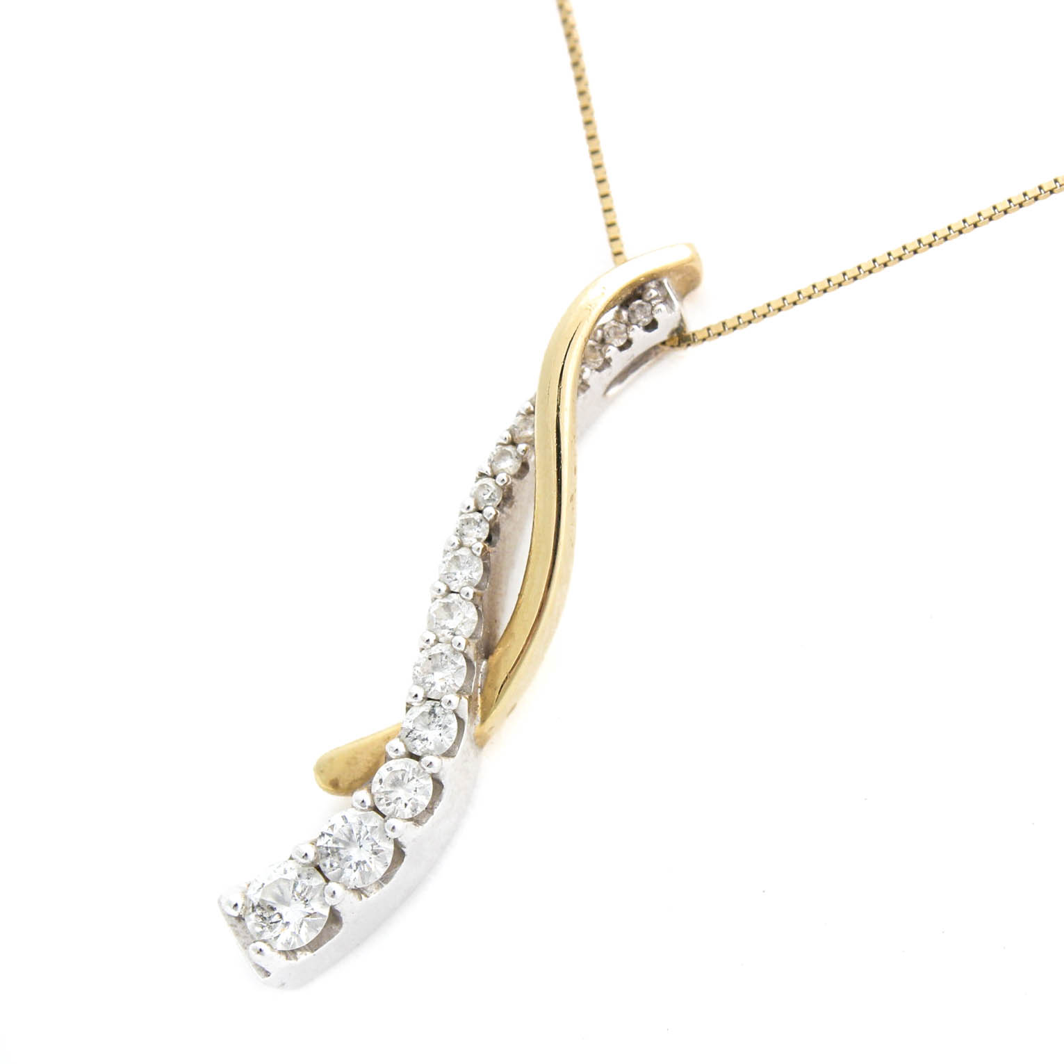 14K White and Yellow Gold 0.50 CTW Diamond Journey Pendant Necklace
