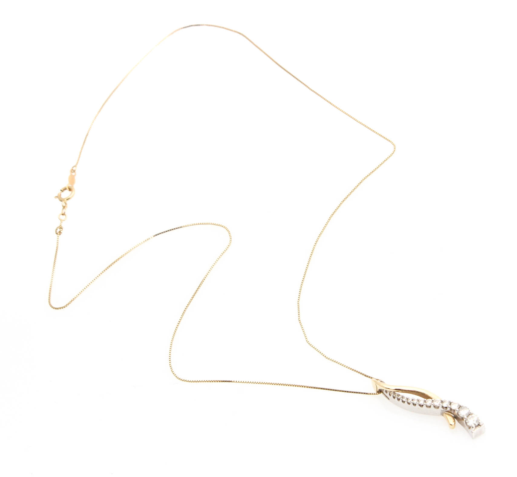 14K White and Yellow Gold 0.50 CTW Diamond Journey Pendant Necklace