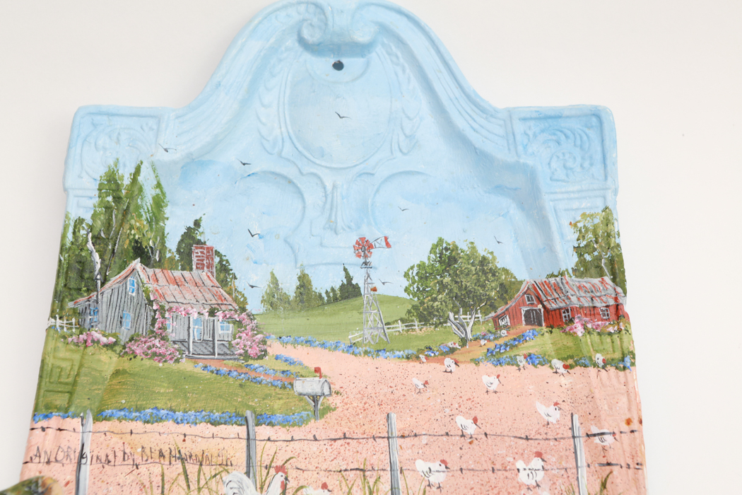 Victorian Era Hand Painted Ladle, Crumber and Crumb Tray