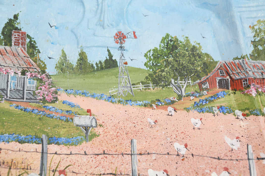 Victorian Era Hand Painted Ladle, Crumber and Crumb Tray