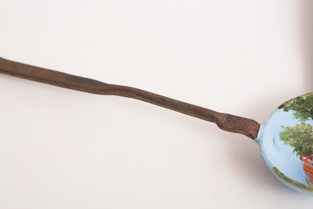 Victorian Era Hand Painted Ladle, Crumber and Crumb Tray