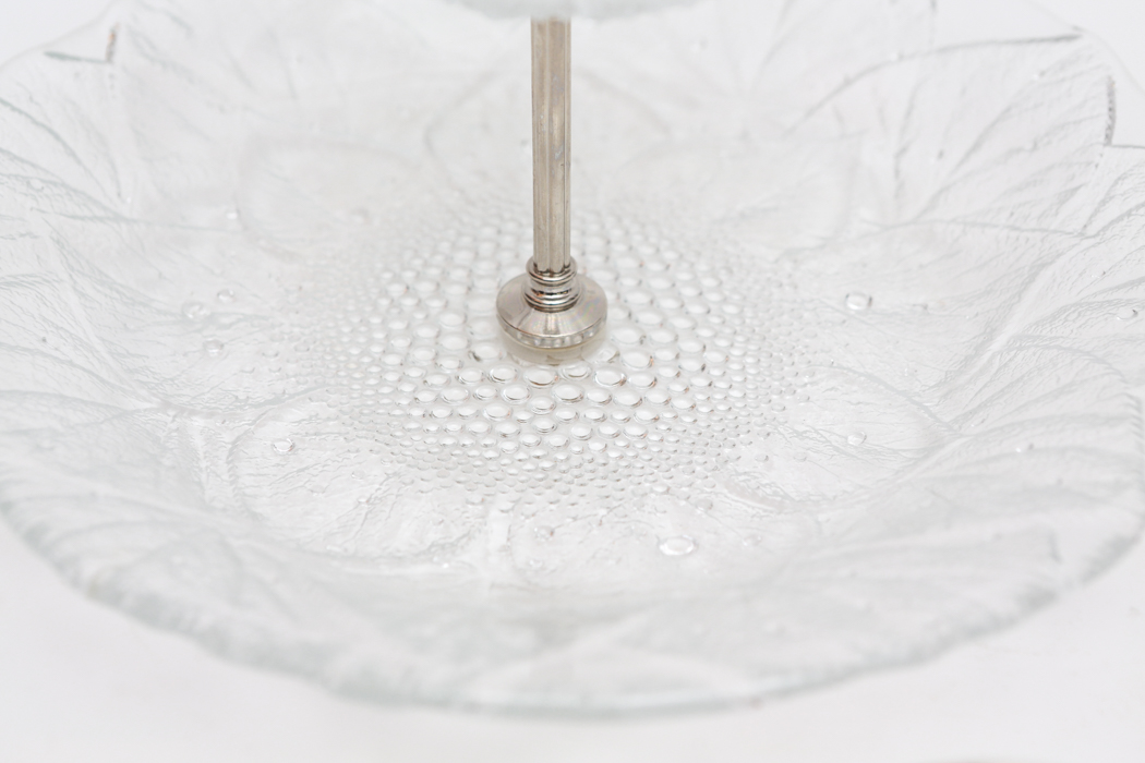 Vintage Pressed Glass Two Tier Serving Tray