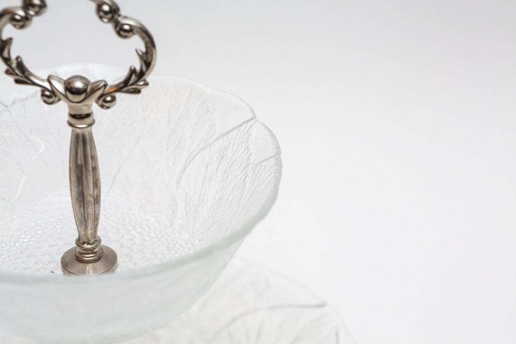 Vintage Pressed Glass Two Tier Serving Tray