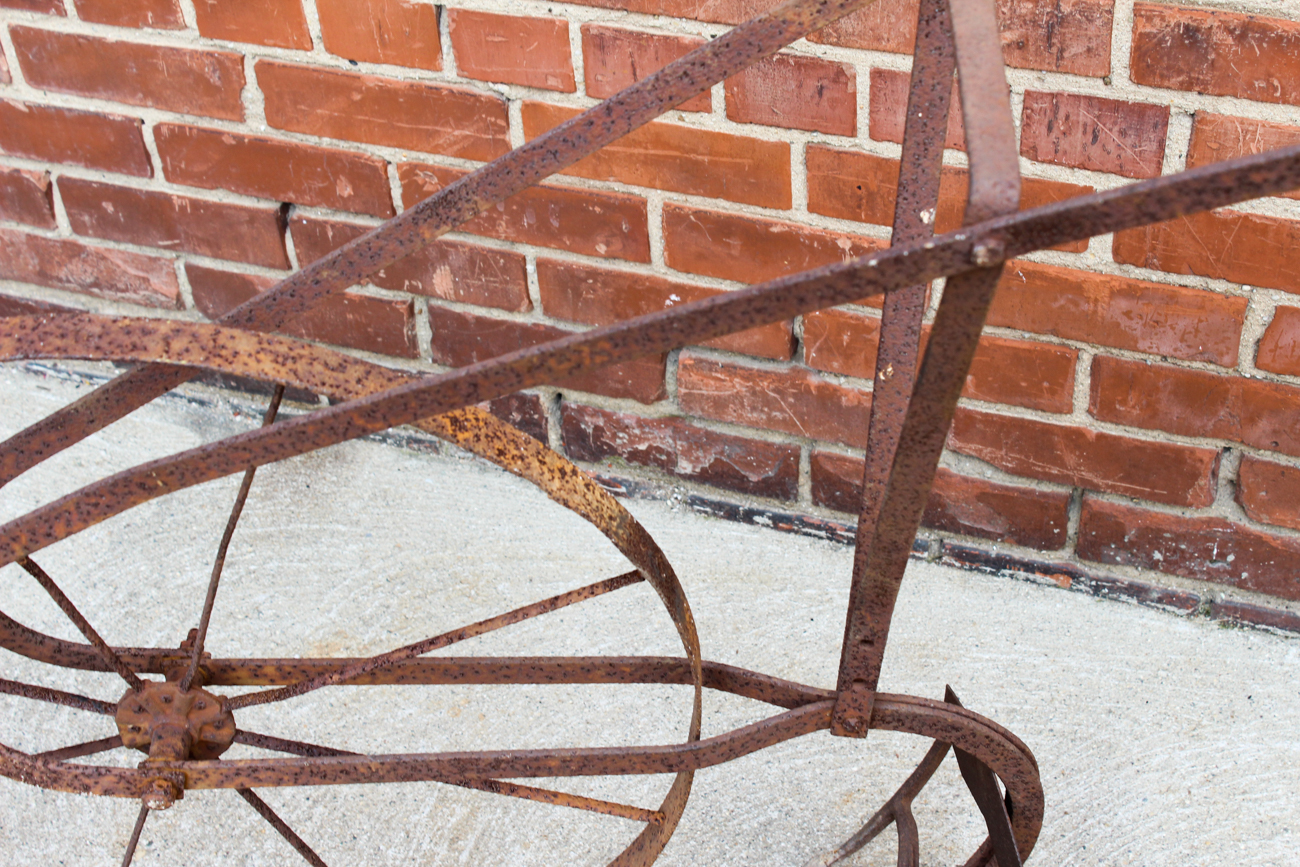 Antique Cast Iron and Bent Steel Garden Plow