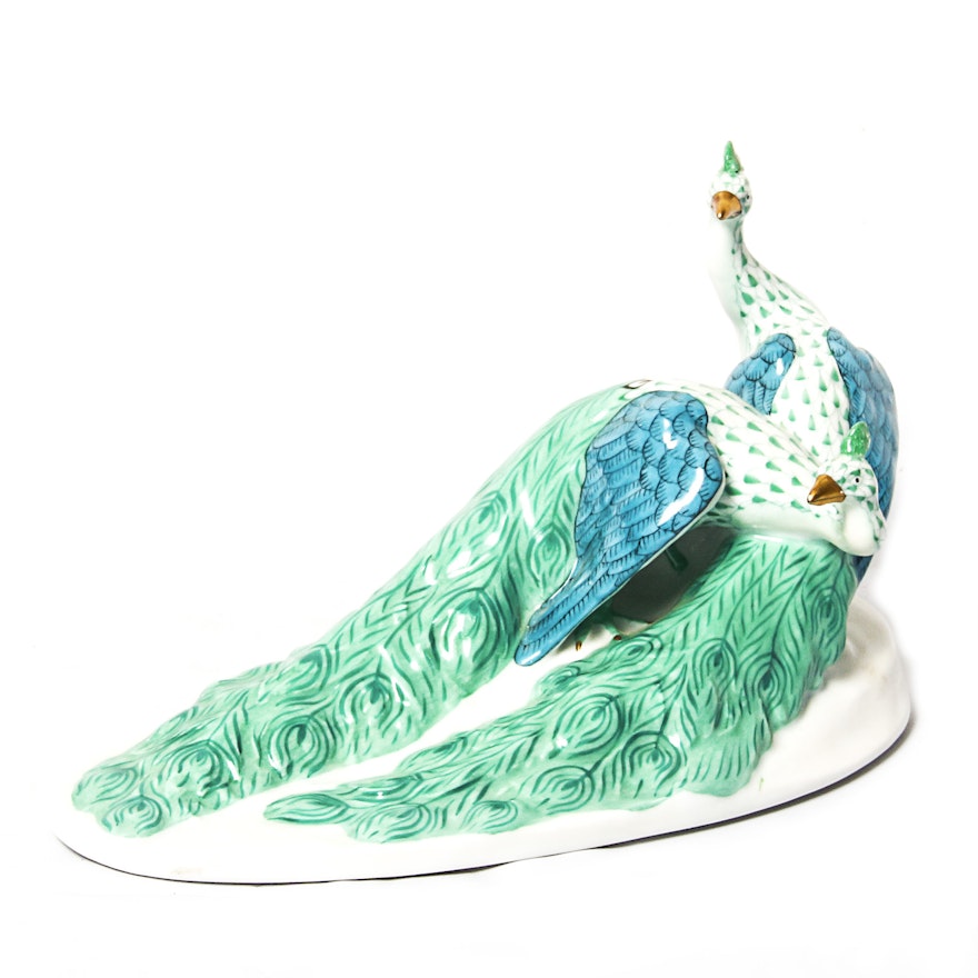 Herend Hand Painted Peacock Figurine