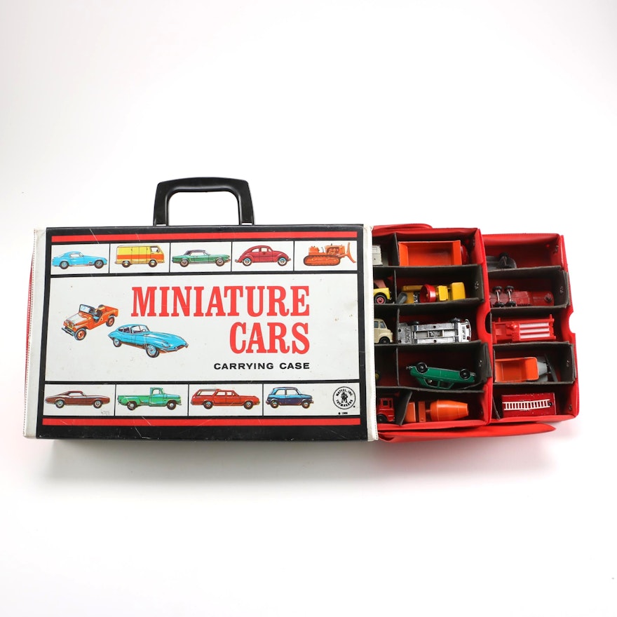 1966 Mattel Miniature Car Carrying Case With Thirty Die-Cast Vehicles