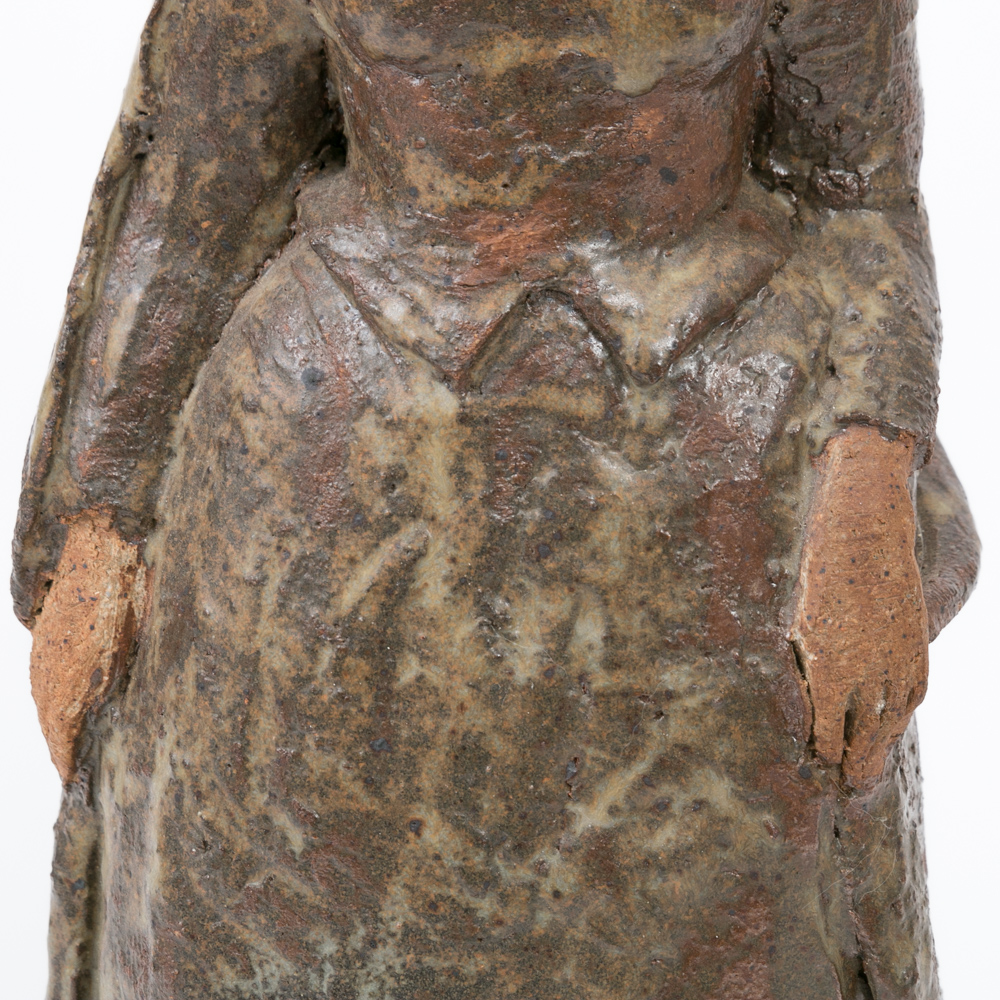 Vintage Signed Glazed Stoneware Statue of Jacobean Woman