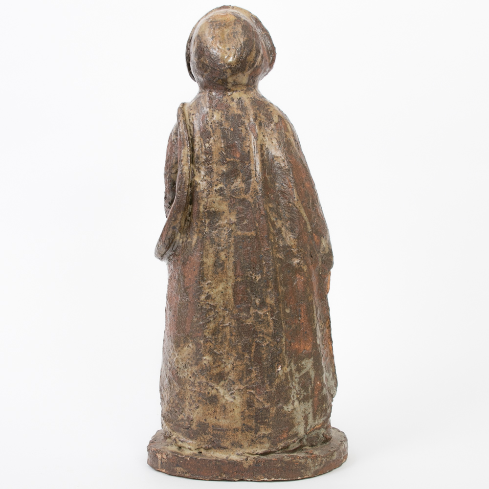 Vintage Signed Glazed Stoneware Statue of Jacobean Woman