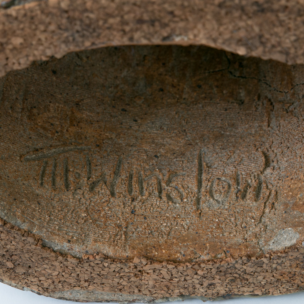 Vintage Signed Glazed Stoneware Statue of Jacobean Woman