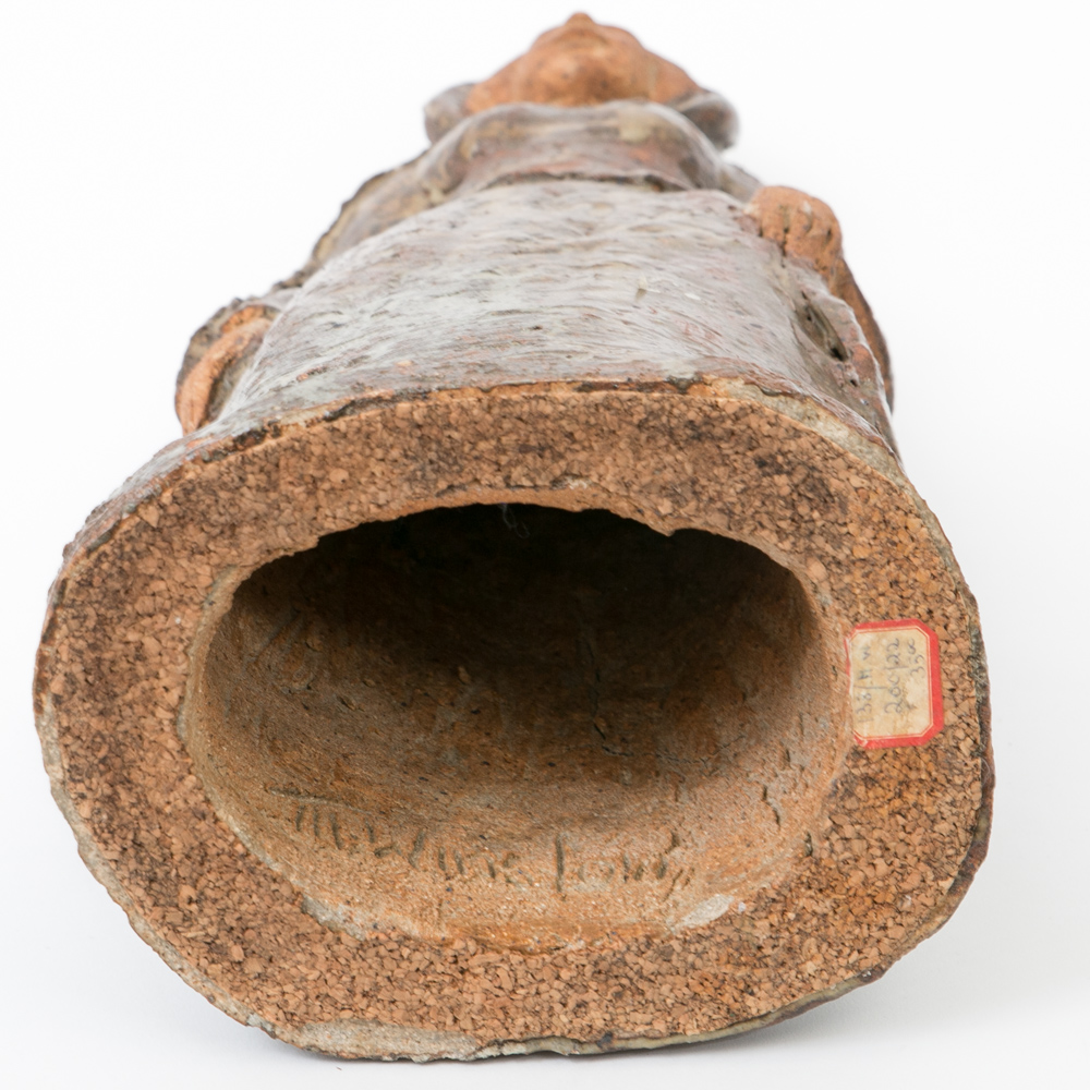 Vintage Signed Glazed Stoneware Statue of Jacobean Woman