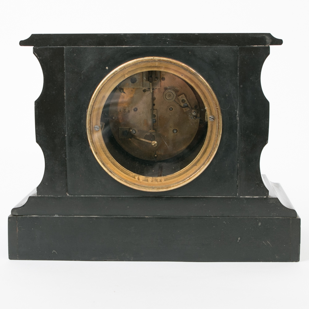 Vintage Japy Freres Black Slate Clock