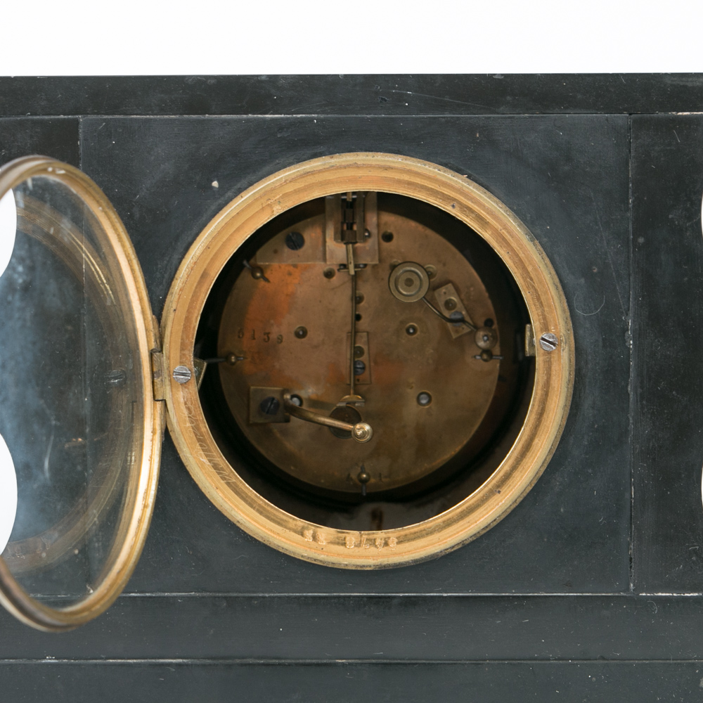 Vintage Japy Freres Black Slate Clock