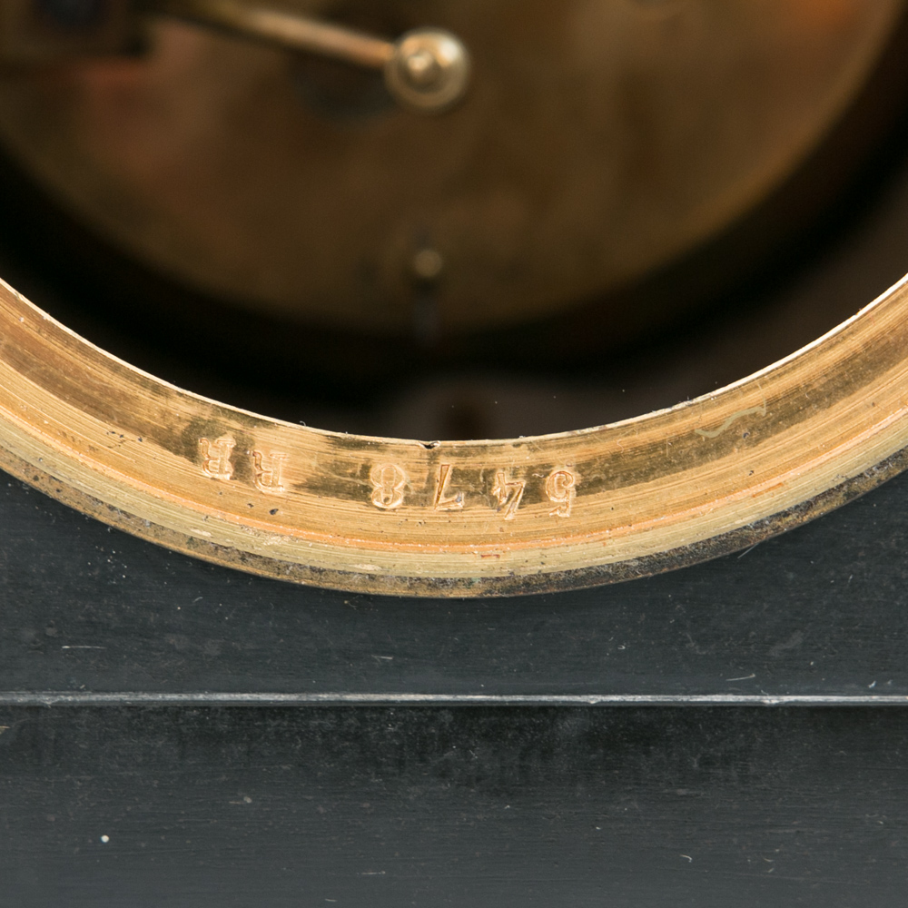 Vintage Japy Freres Black Slate Clock