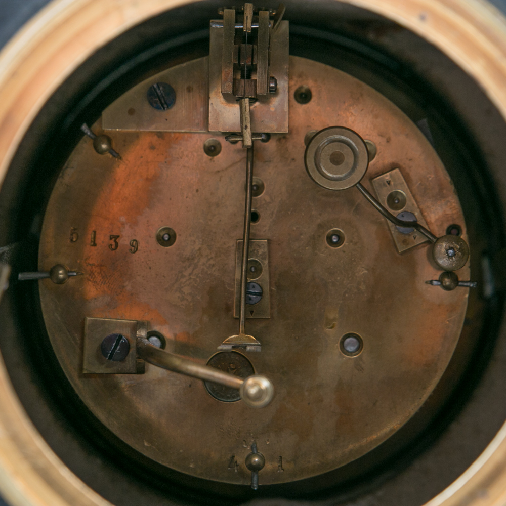 Vintage Japy Freres Black Slate Clock