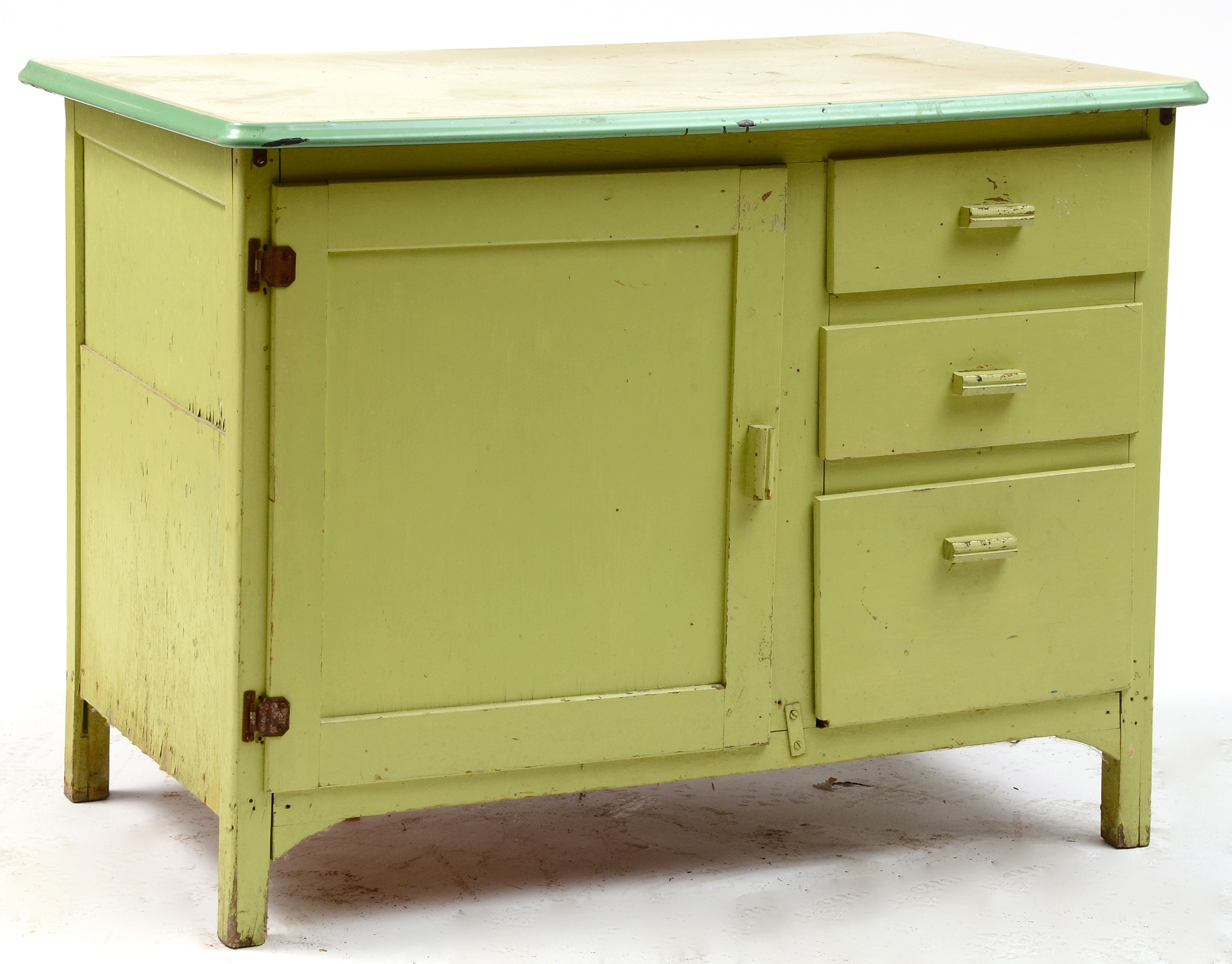 Green Enamel Top Cupboard