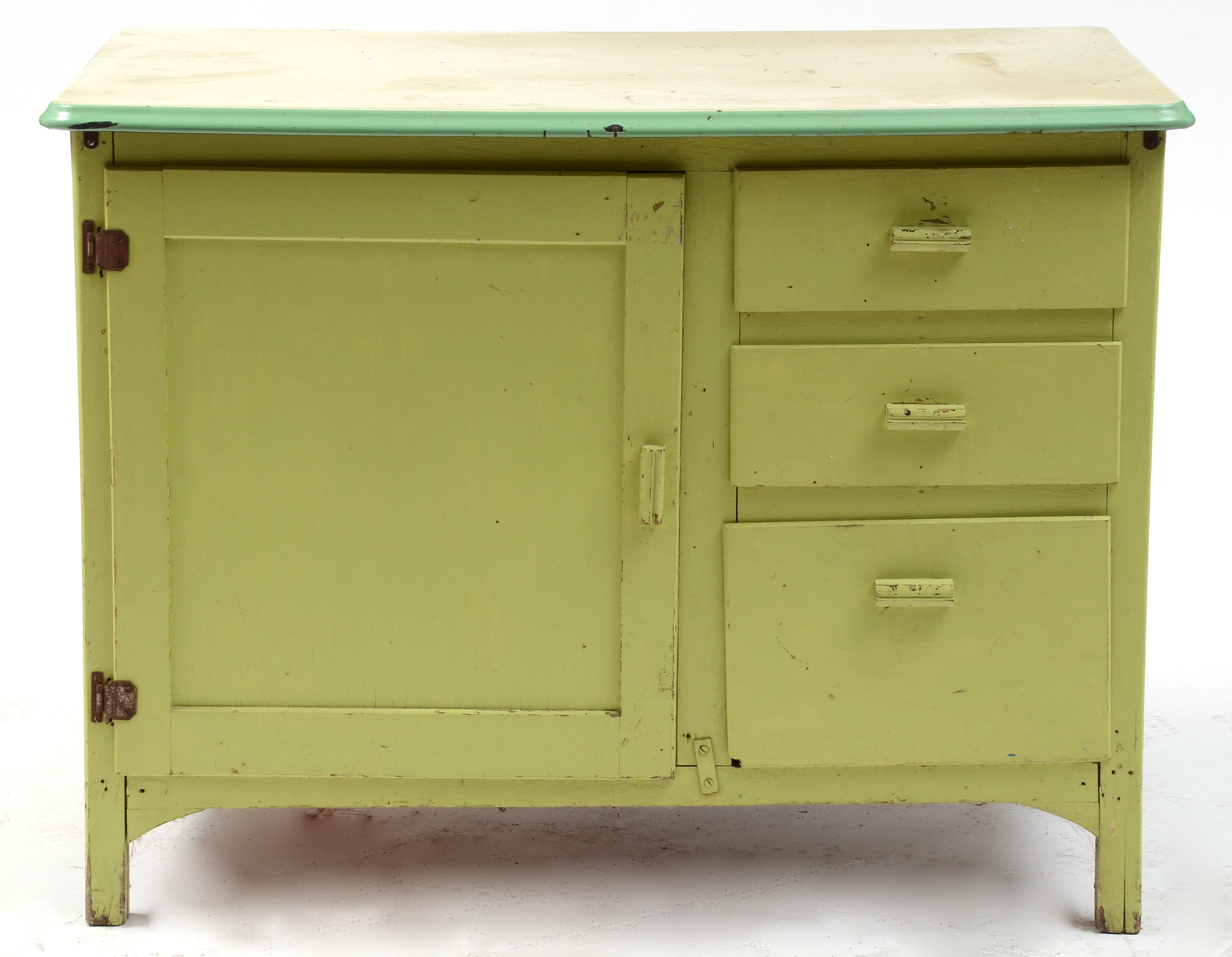 Green Enamel Top Cupboard