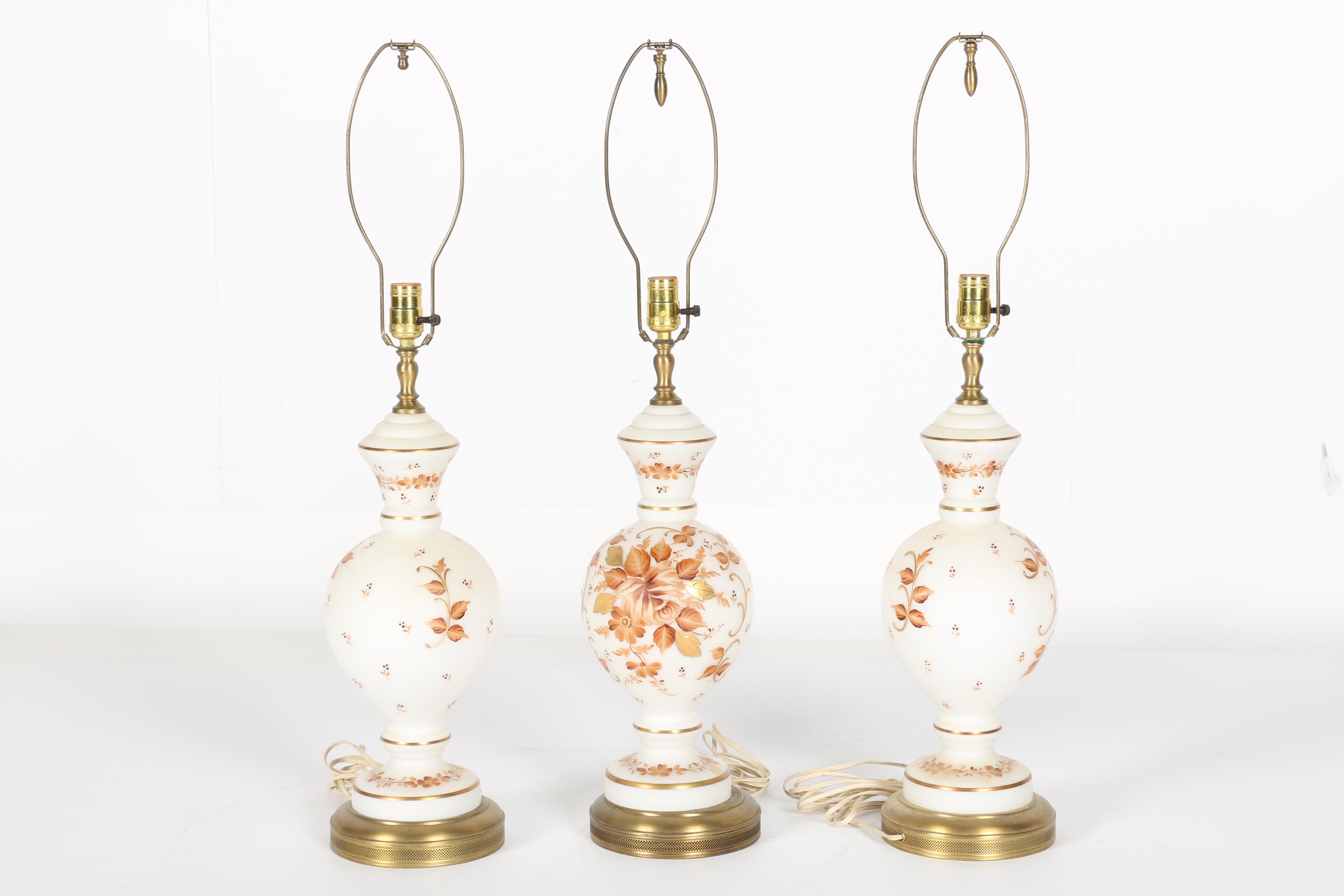 Set of White and Brown Lamps