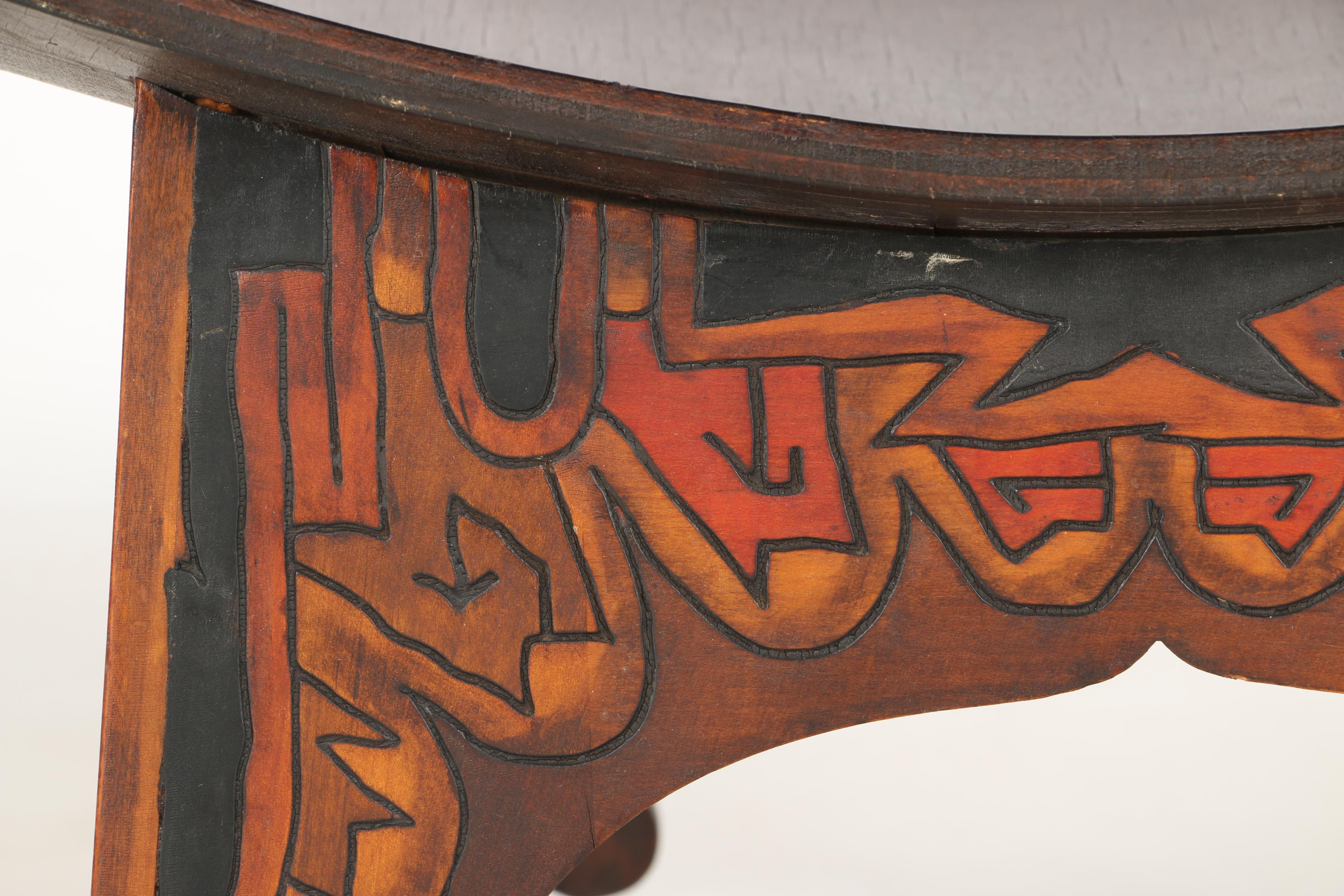 Decorative Wood Burned Footstool