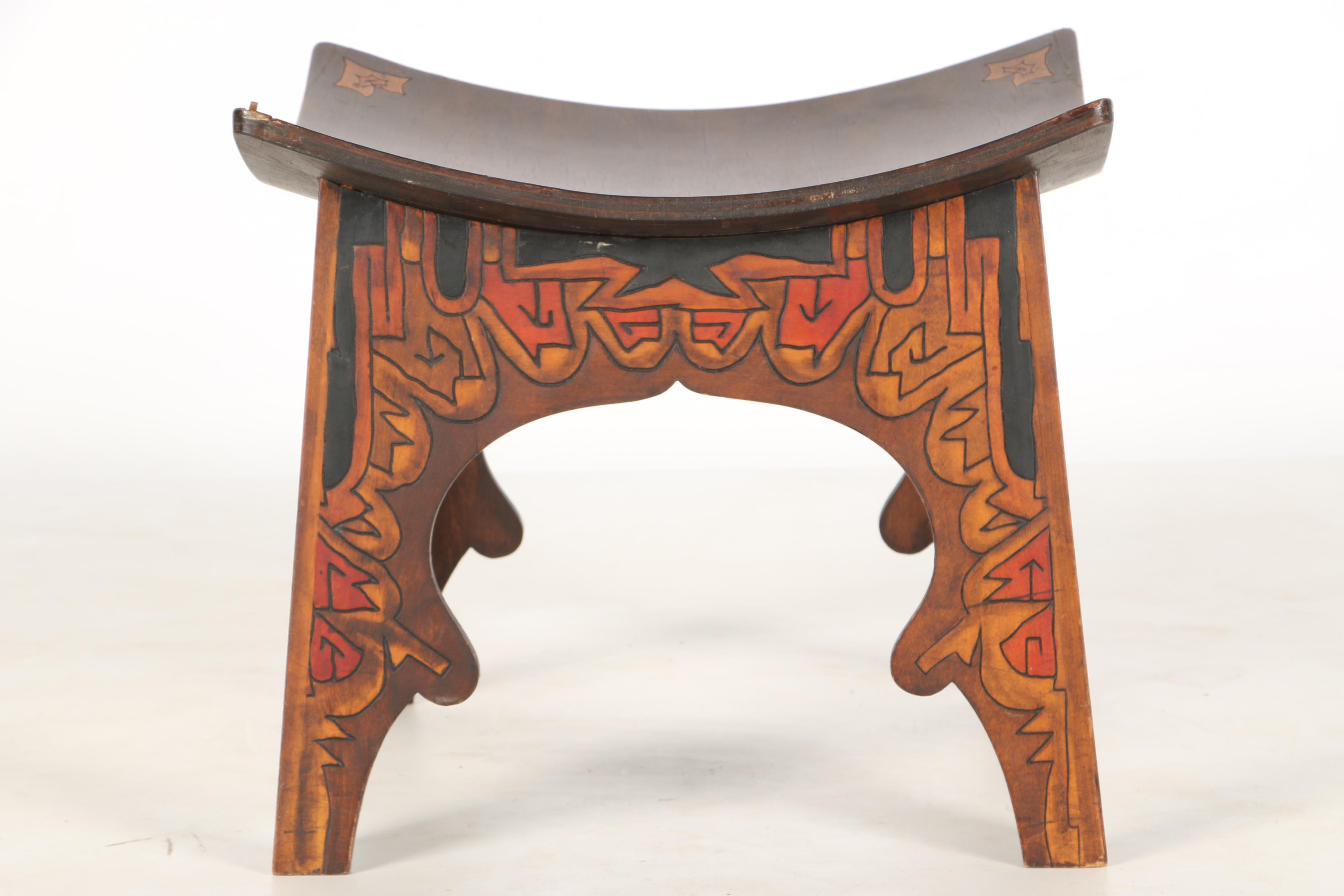 Decorative Wood Burned Footstool